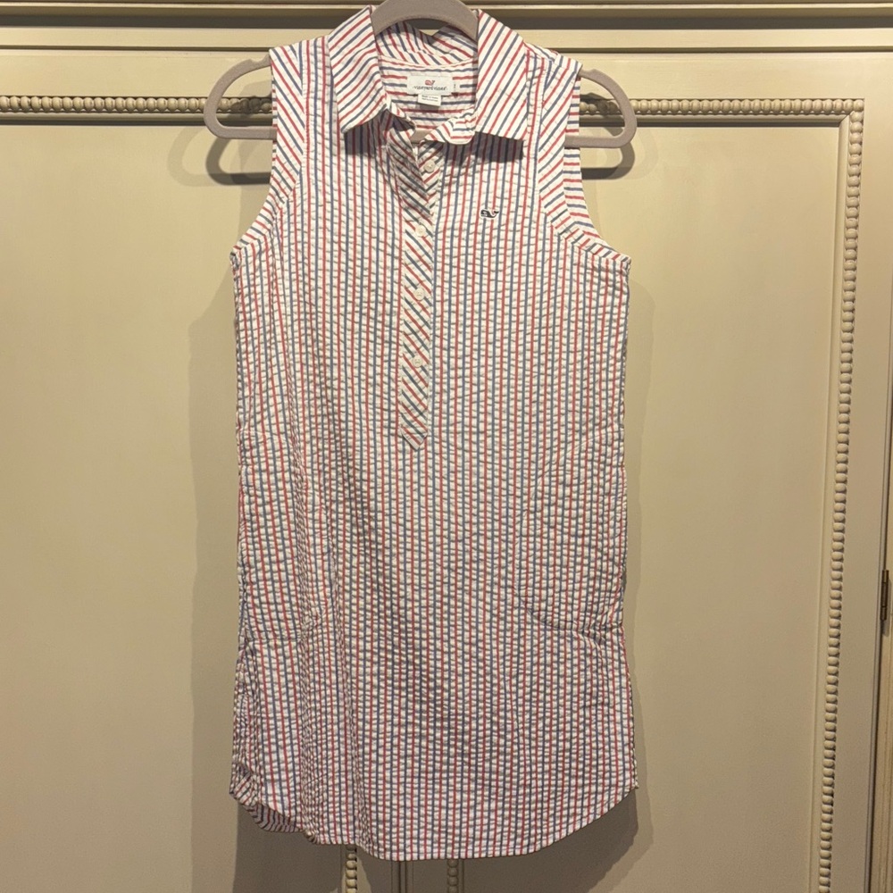 Vineyard Vines Red and Blue Seersucker Dress